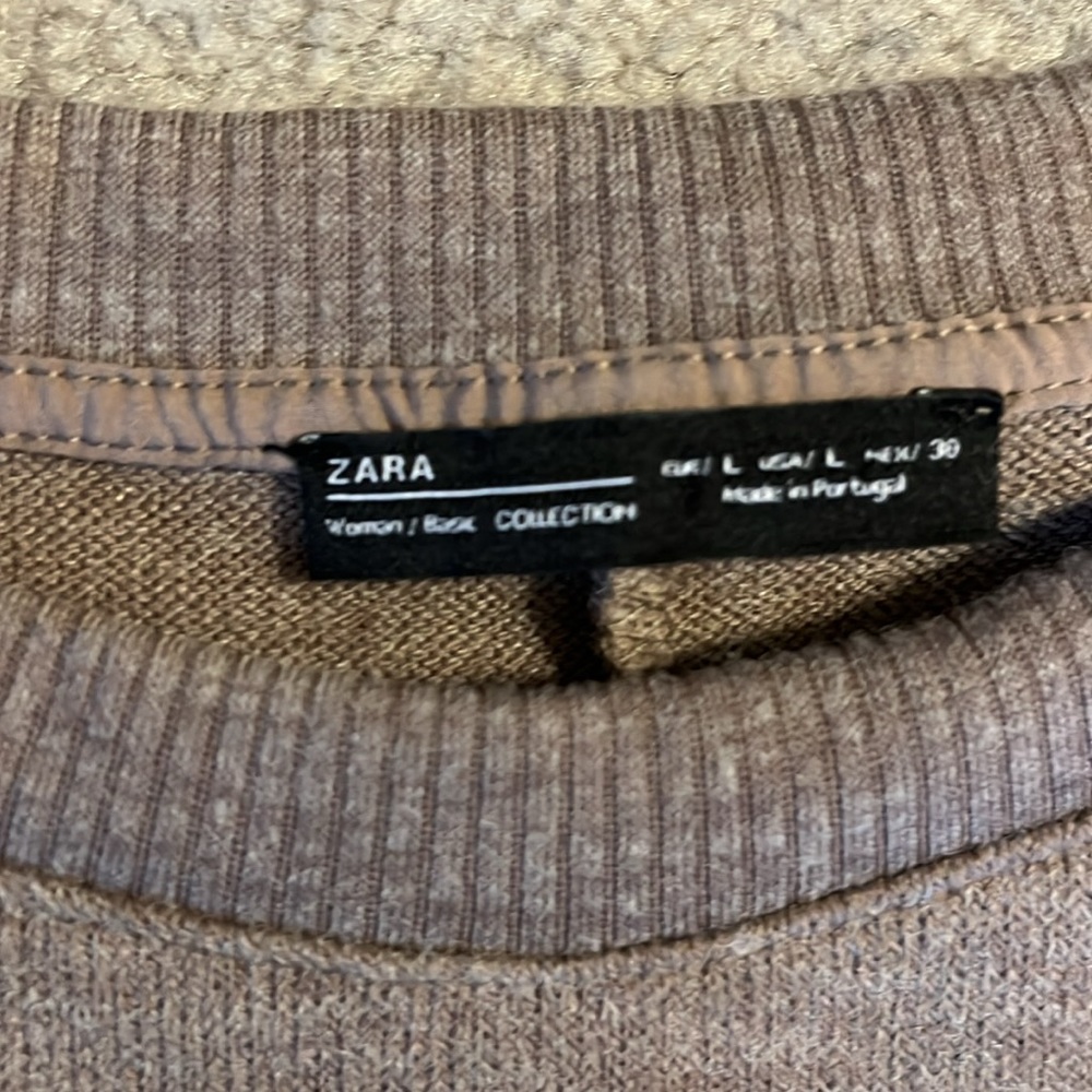 Zara Basics Collection Side Ruffle Crew Sweater L - image 4